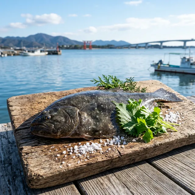 カレイがまな板にのっている