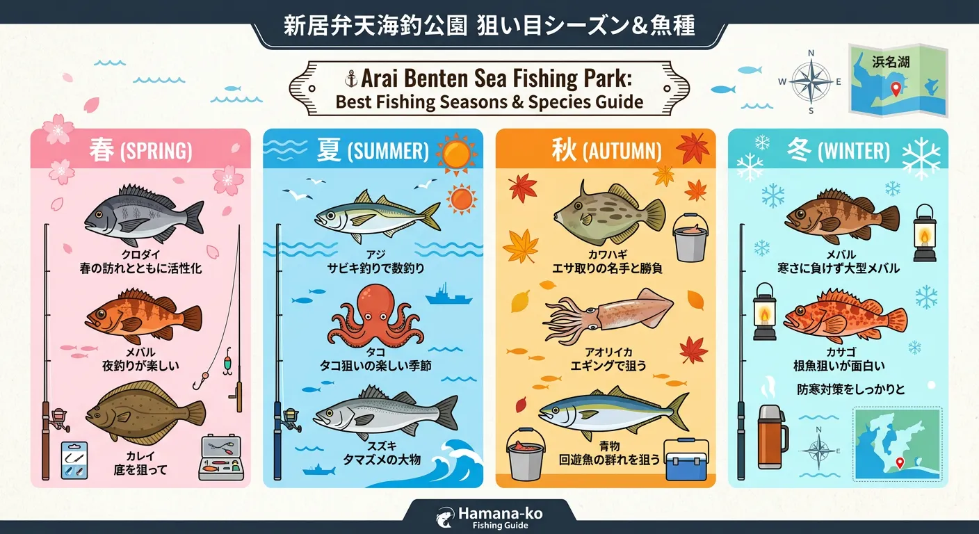 新居弁天海釣公園の釣りシーズンと狙い目